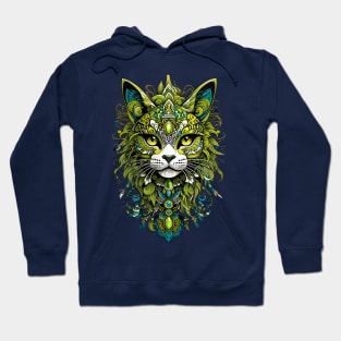 Limegreen Kitten tribal art retro vintage boho design Hoodie